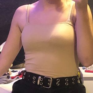 Beige frilled cami top